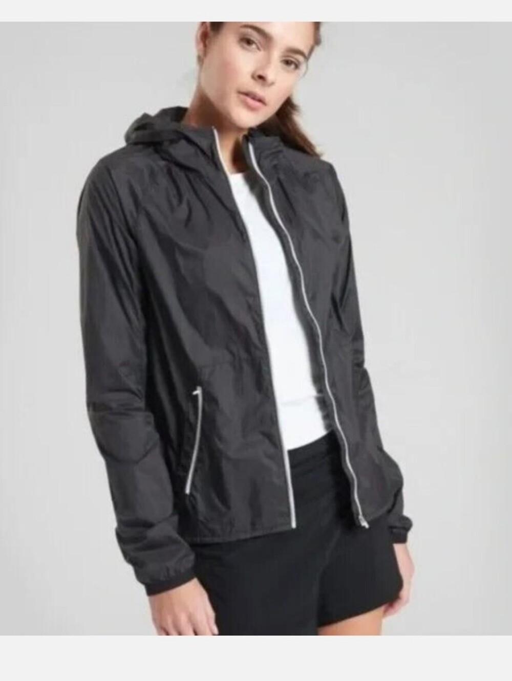 Athleta Women’s Windbreaker Hoodie Jacket Sz M Full Zip Activewear outdoor Wear